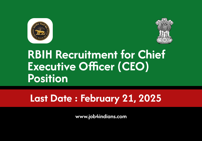 RBIH Recruitment for Chief Executive Officer (CEO) Position